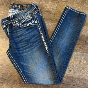 Rock Revival Dark Blue Denim with White Stitching